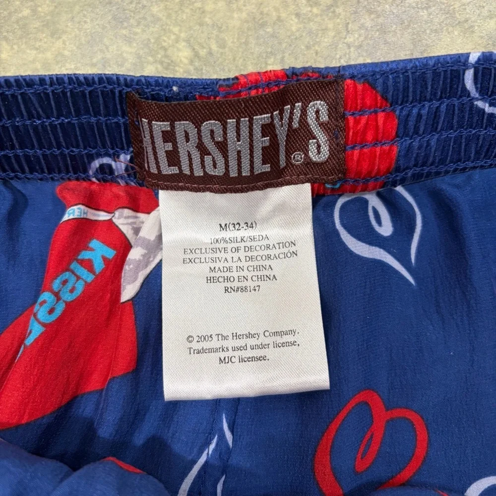 Luxury 100% Silk Mens Boxer Blue Hersey’s Sz M Vintage Cute Holiday Romantic